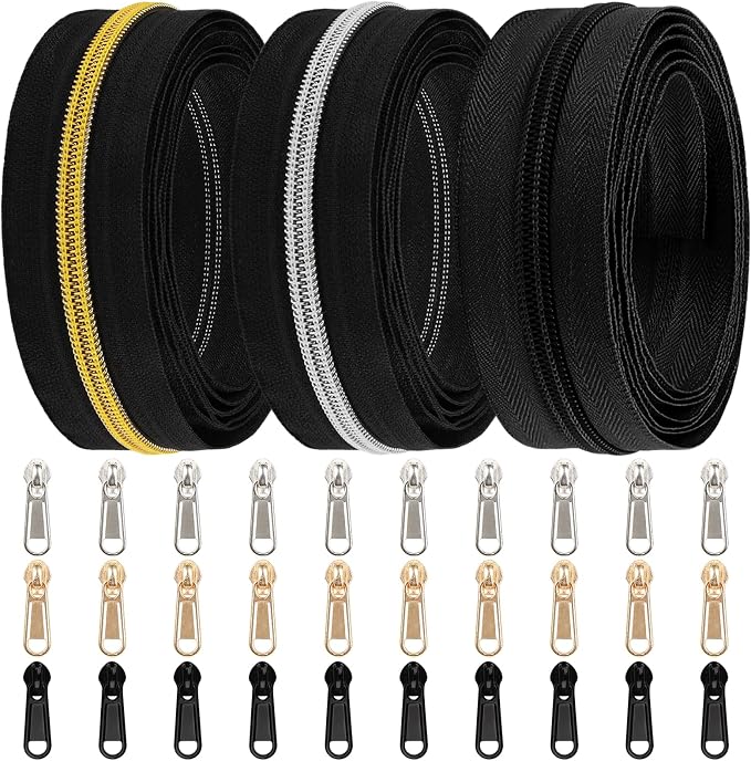 DOITEM 16.5 Yards 3-Piece Assorted Nylon Coil Zippers by DOITEM