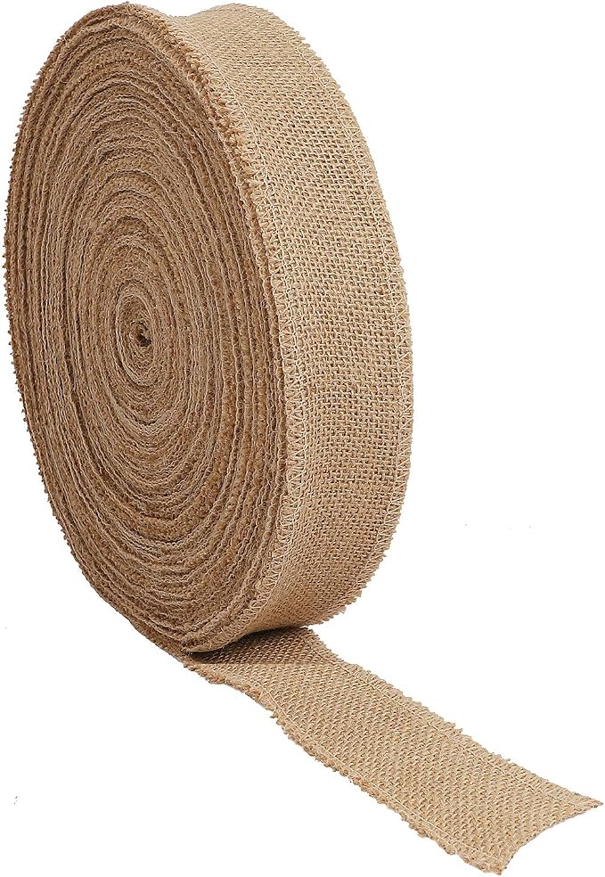 KINJOEK 1 Inch Wide 82 Yards Burlap Ribbon, Natural Jute Fabric Ribbon by KINJOEK