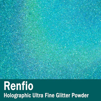 Renfio Holographic Ultra Fine Glitter Powder Metallic Resin Glitter 2.11 Oz PET - Image 2