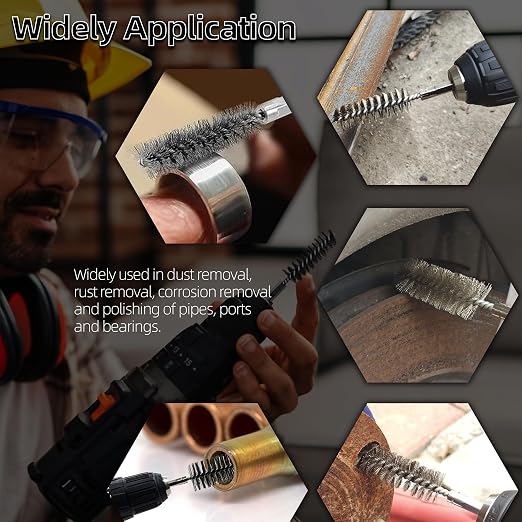 ASNOMY 7Pcs Wire Bore Brush for Drill, 5/16"-1” Stainless Steel Copper Pipe - Image 6