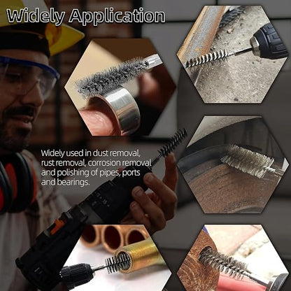 ASNOMY 7Pcs Wire Bore Brush for Drill, 5/16"-1” Stainless Steel Copper Pipe - Image 6