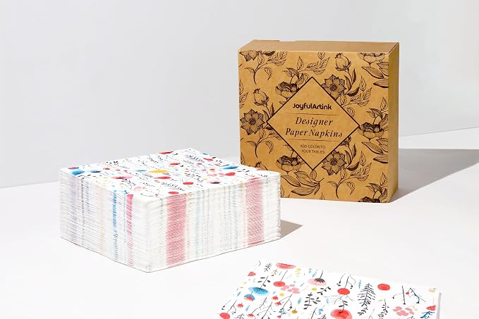 80 pcs Premium Designer Paper Napkins, 3-Ply 6.5x6.5-inches Disposable - Image 2