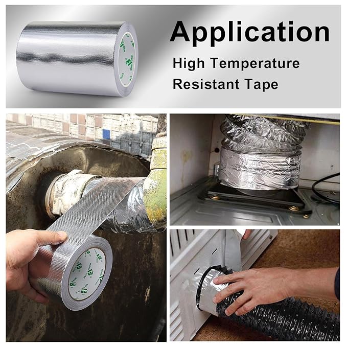 BOMEI PACK Adhesive Aluminum Foil Heat Shield Tape Barrier, Fiberglass Thermal - Image 8