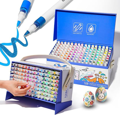 ROSYMENG Acrylic Paint Markers, 120 Colors + 8 Metal Colors by Unknown