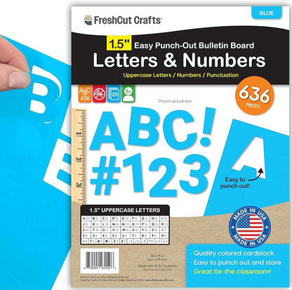 FreshCut Crafts 636 Pcs 1.5 in. Blue Bulletin Board Letters & Numbers, Capital by FreshCutCrafts