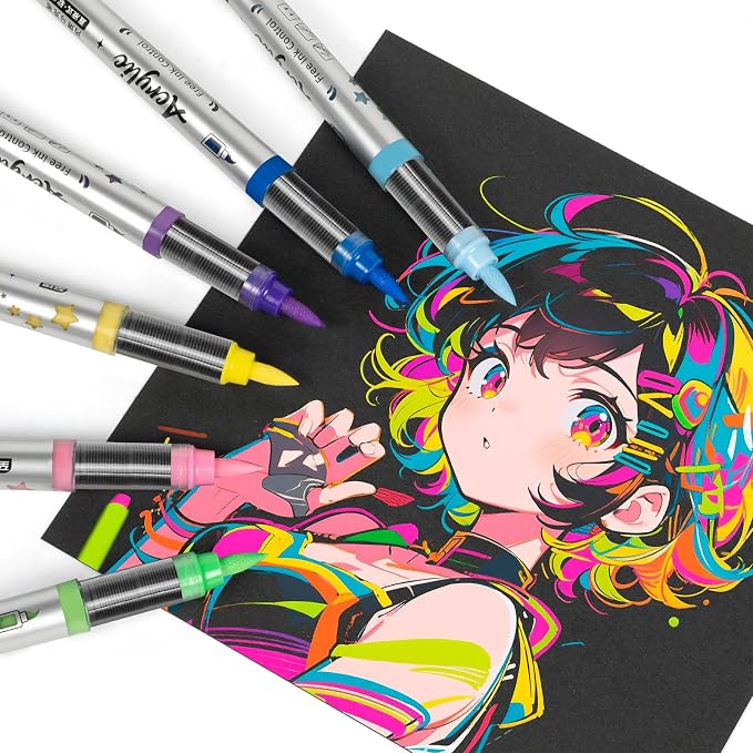 Acrylic Paint Markers Anime Color, 12 Colors Fabric Marker, Auto-Ink Paint Pens - Image 7