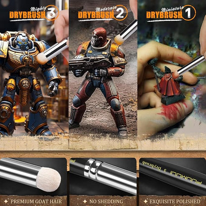 Miniature Paint Brushes with Domed Dry Brush Set - Image 2