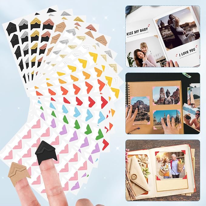GOONAVI 15 Sheets 360 PCS Multicolor Acid-Free Photo Corners Notebook, - Image 5