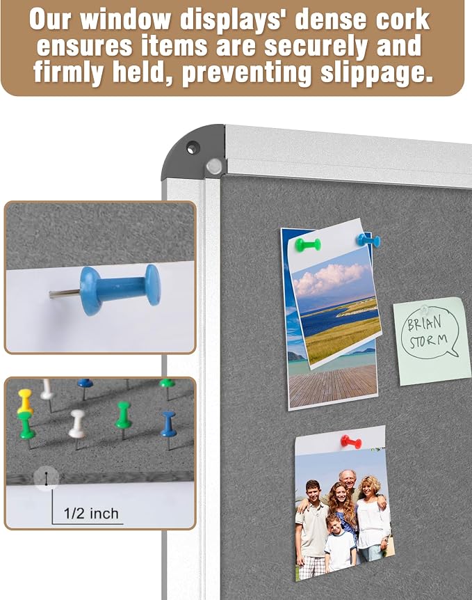 36"x24" Enclosed Bulletin Board, Lockable Weather-Resistant Aluminum Cork - Image 6