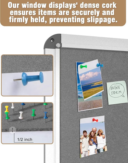 36"x24" Enclosed Bulletin Board, Lockable Weather-Resistant Aluminum Cork - Image 6