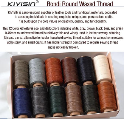 Round Waxed Thread 0.45mm 12 Neutral Colors, Thin Cord Wax Coated 3 Ply - Image 6
