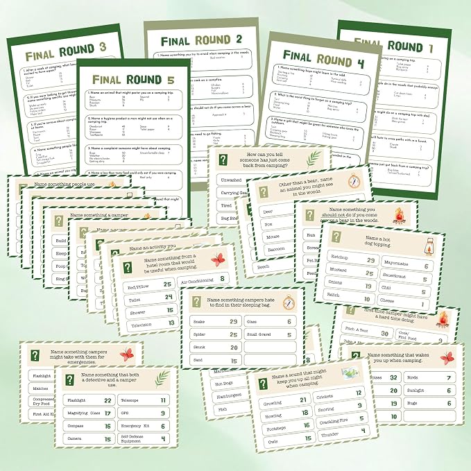 30 Pcs Camping Friendly Feud Game Set Camping Party Game Trivia Quiz - Image 3