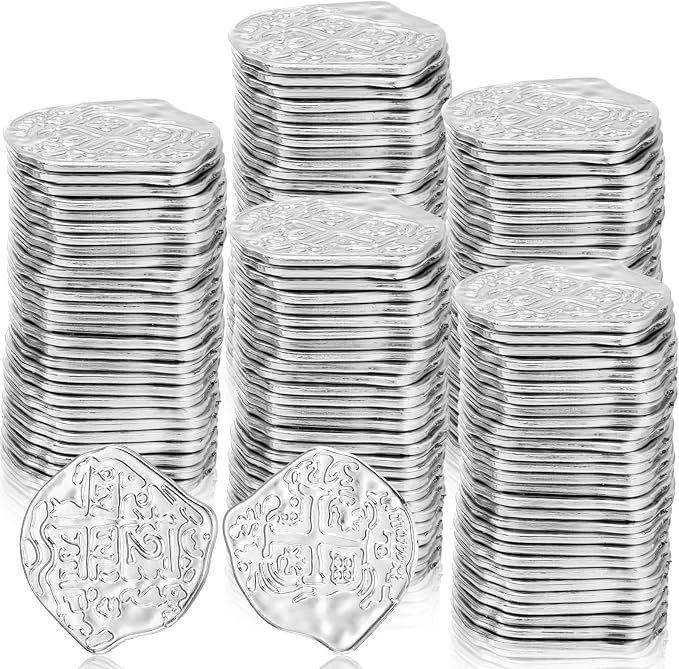 Hanaive 100 Pcs Pirate Coins Plastic Kids Fake Play Coins Replica Spanish by Hanaive