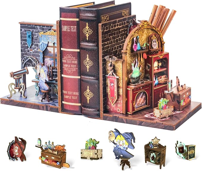 Cutefun 2Pcs Book Nook Kit, DIY 3D Wooden Puzzles by Cutefun
