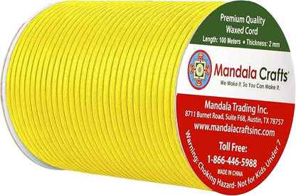 Mandala Crafts 2mm 109 Yards Yellow Cotton Waxed Cord - Image 2