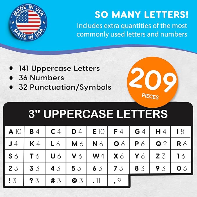 209 Pcs 3" Happy Colors Precut Letters & Numbers - Image 4