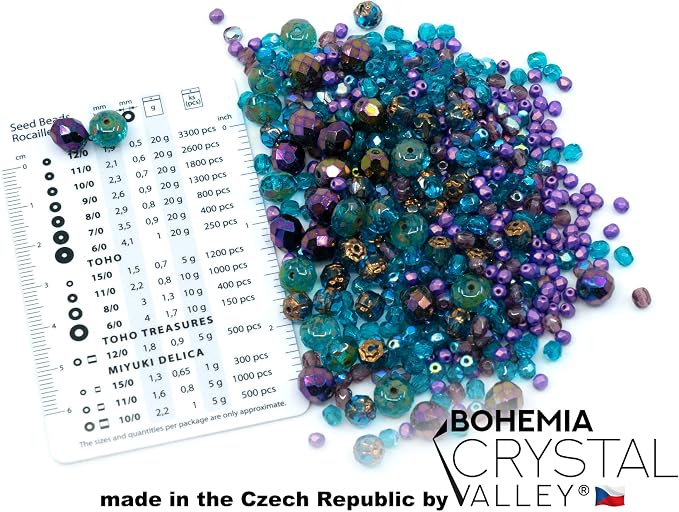 1.8oz of Blue Purple Mix of Czech Faceted Fire Polished Beads - Image 2