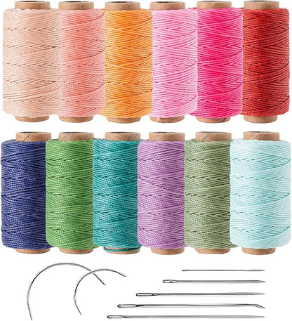 12 Colored Round Waxed Thread 0.8mm, 35 Yards per Spool, 3 Ply Polyester Wax by Wearecommittedtohelpingpeoplecreatebeautifuluniqueandpersonalizedhandcraftedcreations