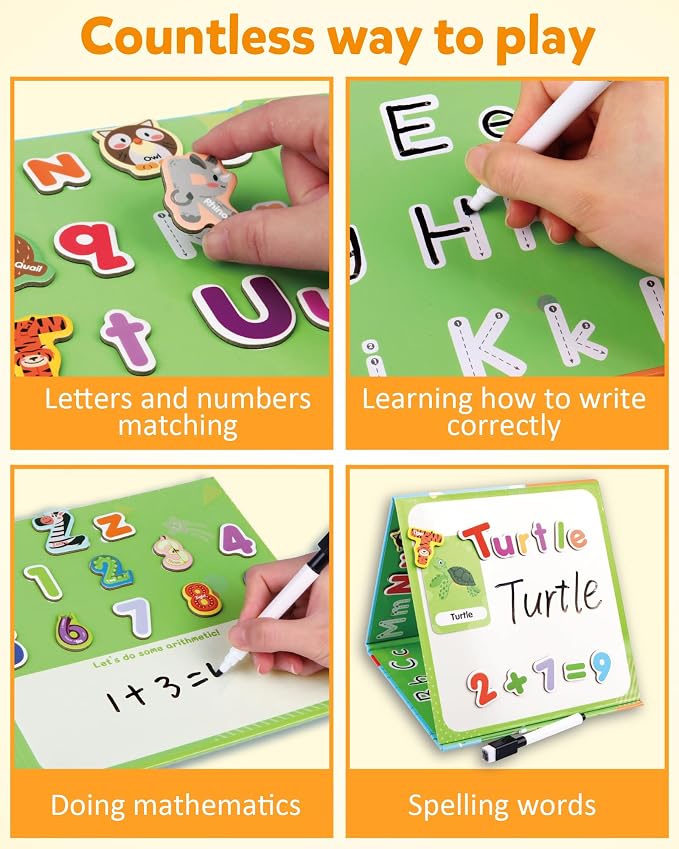 Coogam Magnetic Letters and Numbers, 36 Animal & Fruit Fridge Magnets, - Image 2