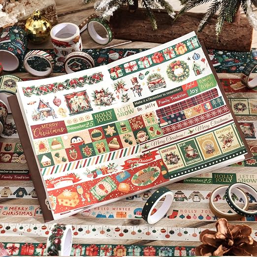 25 Rolls Christmas Gift Washi Tape Set, Festivals New Year Decorative Tapes - Image 7