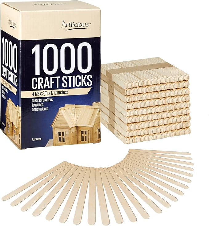 Artlicious 1000 Pcs Wooden Craft Sticks – Food-Grade Popsicle Sticks by Artlicious