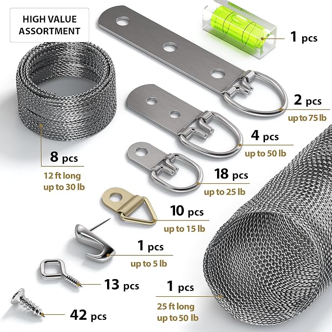 Picture Wire Hanging Kit 100+ Pieces - Image 3
