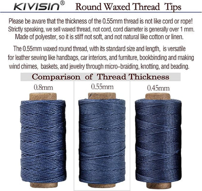 Round Polyester Waxed Thread 0.55mm, 12 Neutral Colors 76 Yards/Spool Wax - Image 7