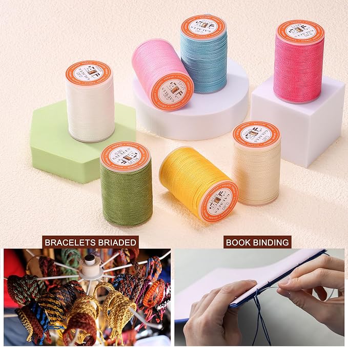 uxcell Round Leather Sewing Waxed Thread, 55m / 60 Yards Polyester Wax String - Image 6