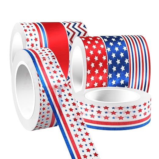 Adirasenotek Washi Tape 12 Rolls Patriotic Packing Tape American Flag - Image 7