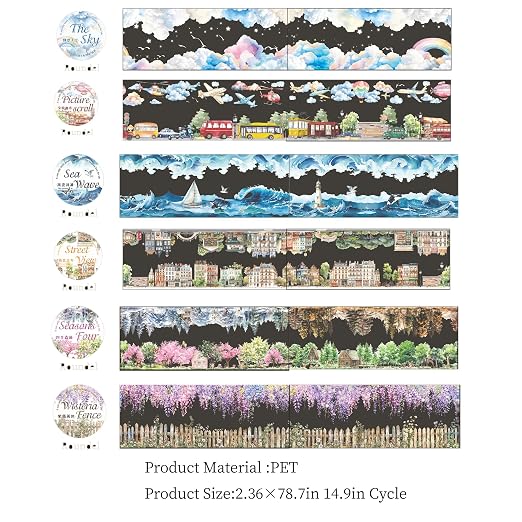 PET Tape Stickers for Junk Journal Supplies, Transparent Landscape Stickers for - Image 2