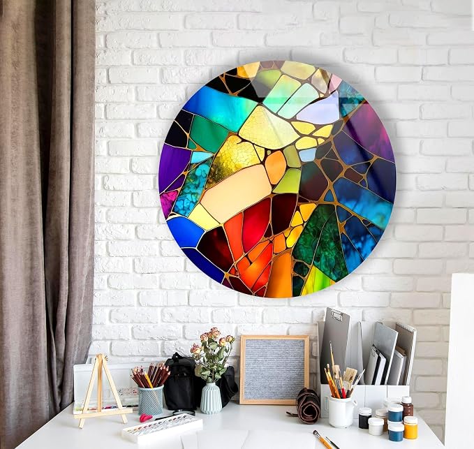 My Photostation.com 27.5'' Diameter Multicolor Round Stained Glass Wall Art - Image 5