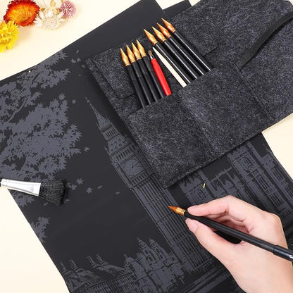 14Pcs Scratch Art Tools, Dual Tip Scratch Coloring Stylus Paper Art Kit - Image 4