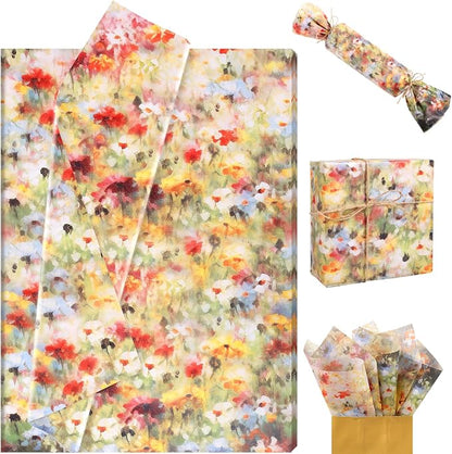60 Sheets Monet Floral Garden Tissue Paper, 20 x 14 Inch Wildflower Monet by Unknown