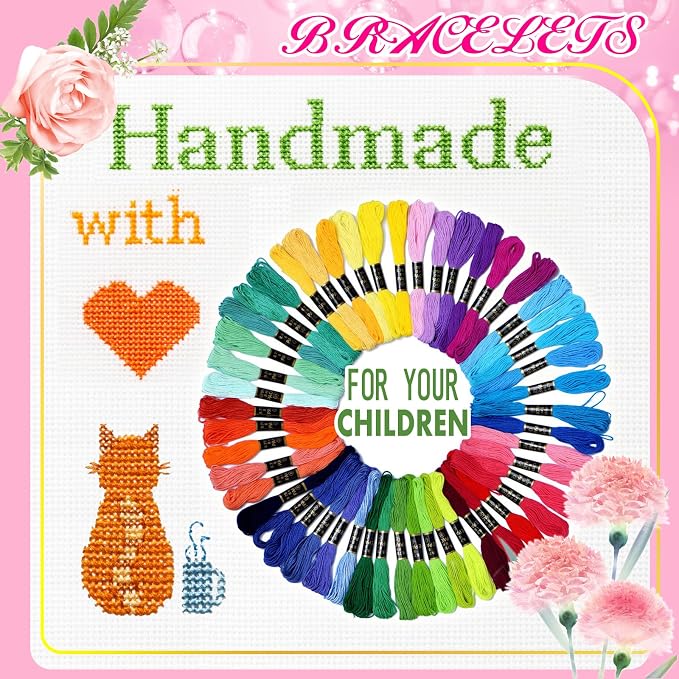 Friendship Bracelet String 50 Skeins Fashionable Rainbow Color Embroidery Floss - Image 7