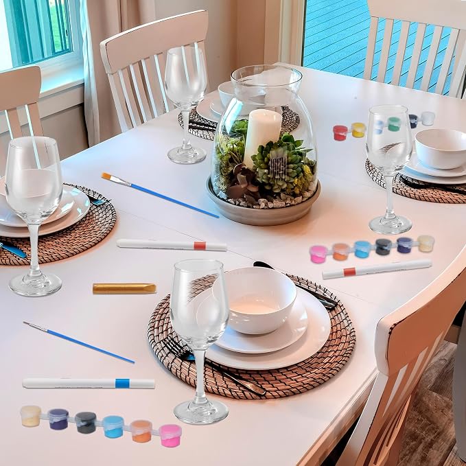 WJXCYGG 6 Sets Paint Your Own Wine Glass Set 6 Wine Glass 36 Glass Painting - Image 6