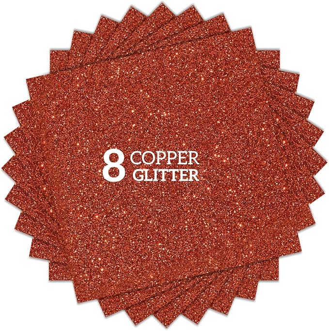 Copper Orange Glitter HTV Heat Transfer Vinyl Bundle 8 sheets-12 x12 Iron on by CREATINGISFULFILLING