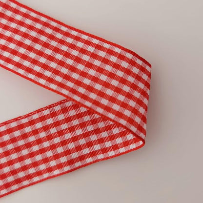 1 Inch Red and White Woven Edge Gingham Ribbon 25 Yards Each Roll 100% Polyester - Image 8