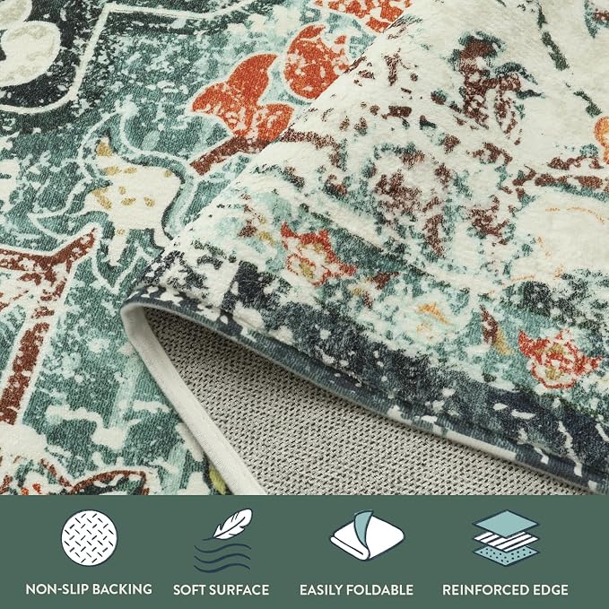 Lahome Boho 8x10 Rugs for Living Room, Teal Washable Rugs for Bedroom Aesthetic - Image 7
