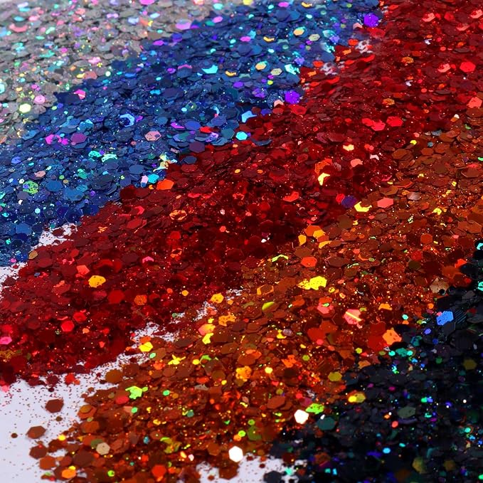 Ceya Holographic Chunky Glitter Set 28 Colors, 9.87oz/280g Craft Glitter Powder - Image 2