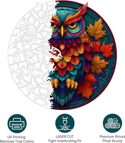 Wooden Puzzles for Adults, Colorful Owl Puzzles 500 Pieces, Unique Shaped - Image 3