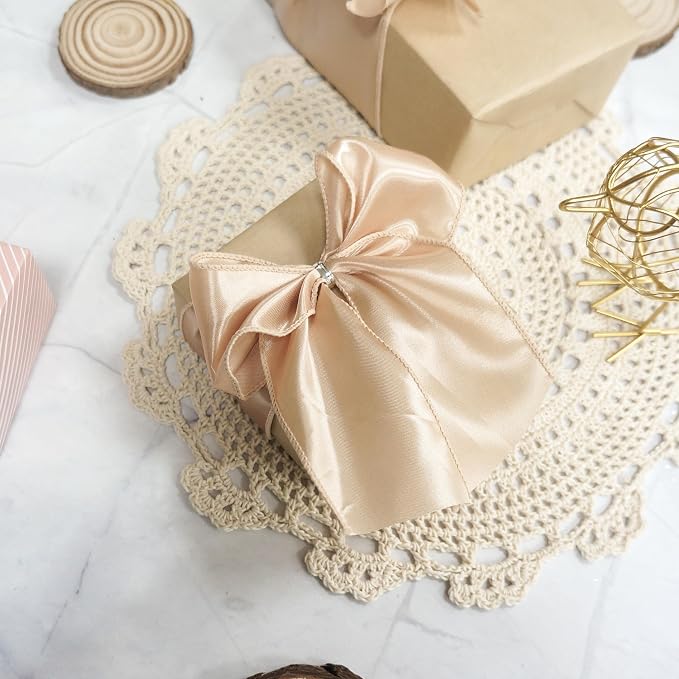 CT CRAFT LLC Satin Wired Ribbon 2.5 Inch x 20 Yards Champagne Gold - Image 5