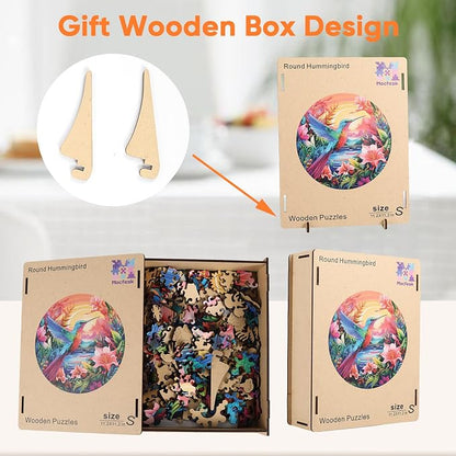 Wooden Puzzles for Adults, Hummingbird and Flower Puzzles 200 Pieces, Unique - Image 7