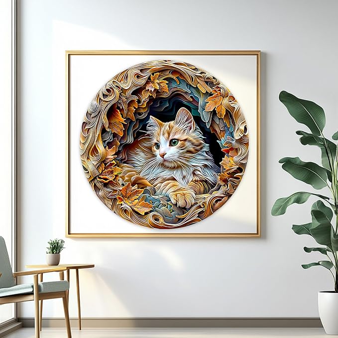 masseruon Puzzles for Adults 1000 Pieces-Cat Puzzle-26.6 * 26.6in Round Jigsaw - Image 8