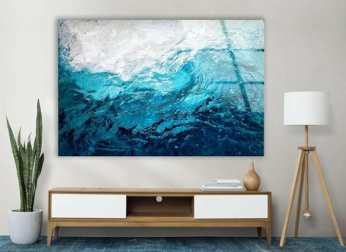 My Photostation.com 30Wx24H'' Blue Waves Abstract Glass Wall ArtTempered Glass - Image 7
