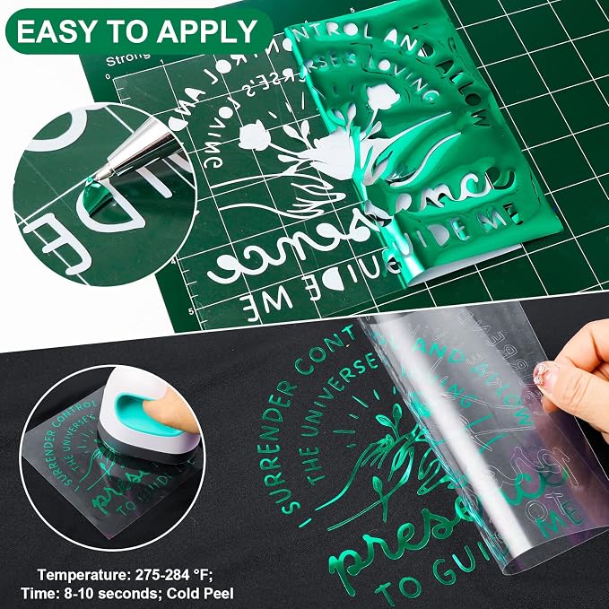 VINYL FROG Metallic Foil HTV Vinyl Roll 12" x5ft Green Chrome Heat Transfer - Image 3