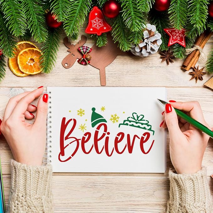 Christmas Stencils for Crafts Reusable 6” Christmas Stencil Xmas Holiday - Image 6