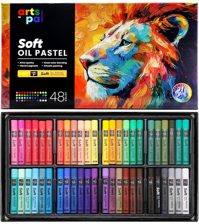 Soft Oil Pastels Set of 48 Vibrant Colors, Smooth and Soft Oil Pastel Crayons by Unknown