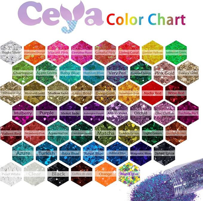 Ceya Chunky Glitter, 4.9oz/ 140g Mardi gras Craft Glitter Powder Mixed Fine - Image 4