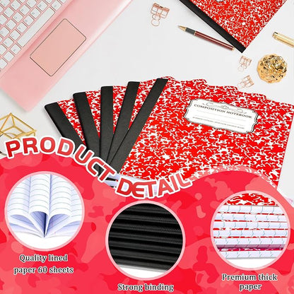 Seajan 20 Pack Composition Notebooks, Wide Ruled Paper, 7-1/2" x 9-3/4" Marble - Image 3