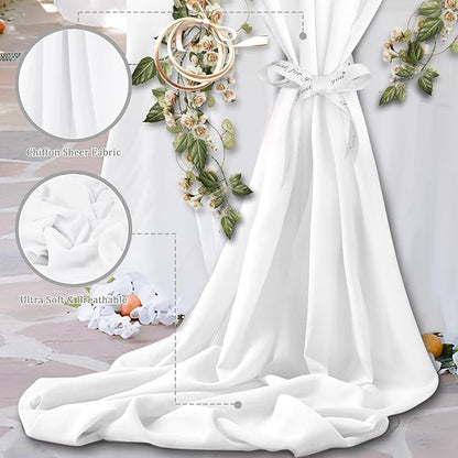 Horbaunal White Chiffon Fabric by The Yard, 1 Yard Continuous Sheer Fabric 59" - Image 3